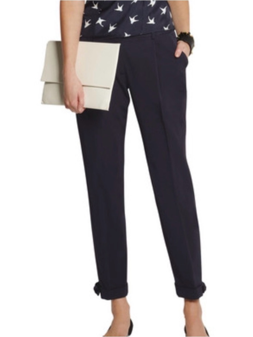 Tory Burch Anais Bow Faille Crop Cuffed Slacks
